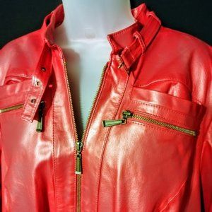 Jessica London Plus Size 3/4 Length Leather Jacket